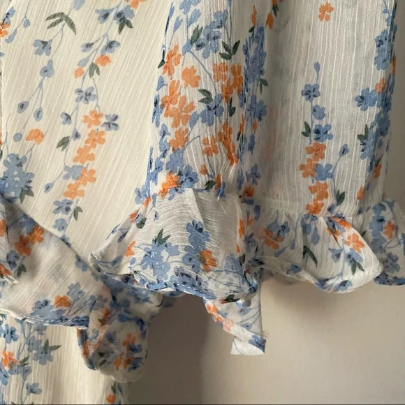 Saints + Secrets pretty flouncy floral print dress with ruffles M - Picture 5 of 11